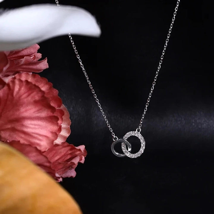 Diamond Ring Necklace in Solid 18K White Gold