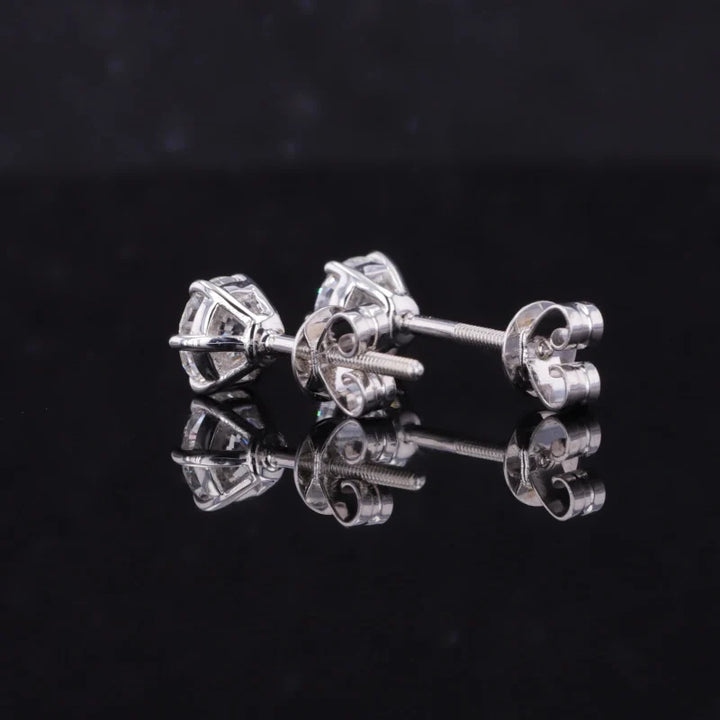 5mm Round Cut Moissanite Earrings in 18K Solid White Gold