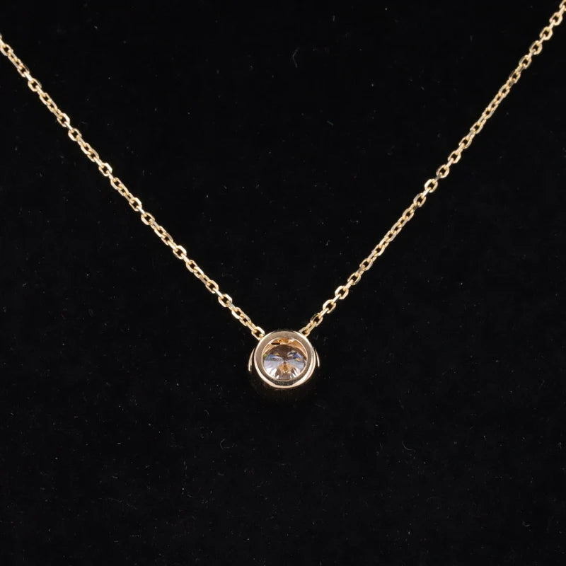 4mm Round Cut Diamond Pendant with Rolo Necklace in 14K YellowWhite/Rose Gold