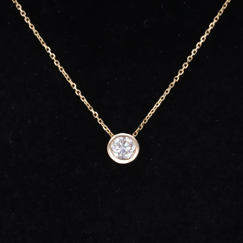 4mm Round Cut Diamond Pendant with Rolo Necklace in 14K YellowWhite/Rose Gold