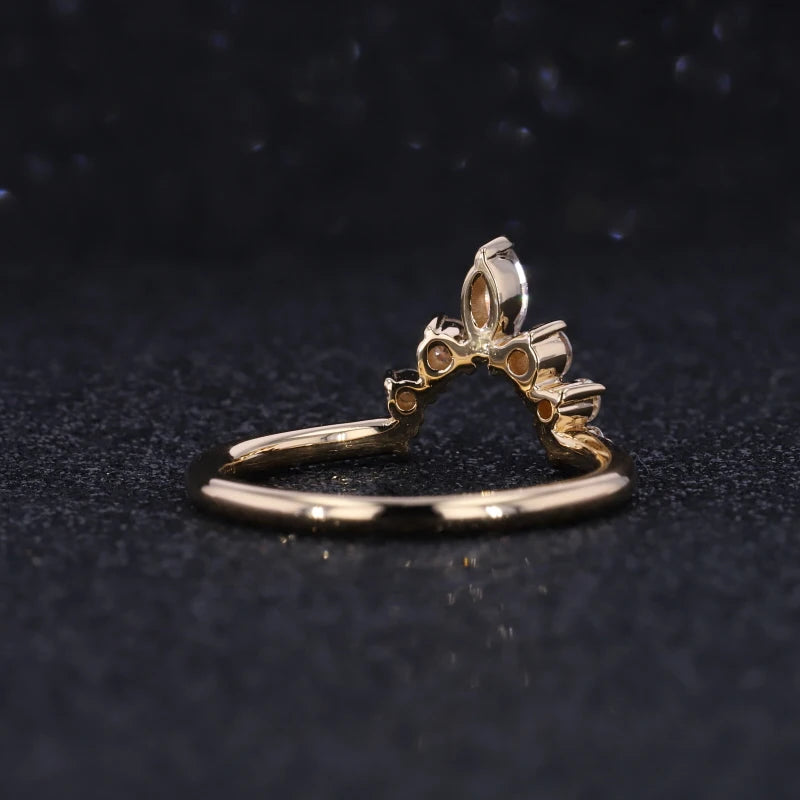 Crown Moissanite Ring in 18K Solid Yellow Gold
