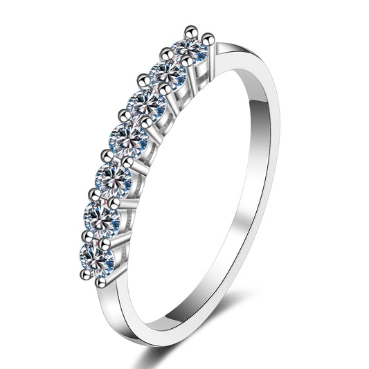 Classic Design Sterling Silver Moissanite Eternity Ring in White Gold-Plated 925 Silver