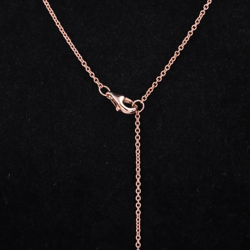 7*9mm Oval Cut Blue Moissanite Floral Setting Moissanite Pendant Necklace in 10K Rose Gold