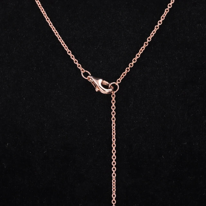 7*9mm Oval Cut Blue Moissanite Floral Setting Moissanite Pendant Necklace in 10K Rose Gold