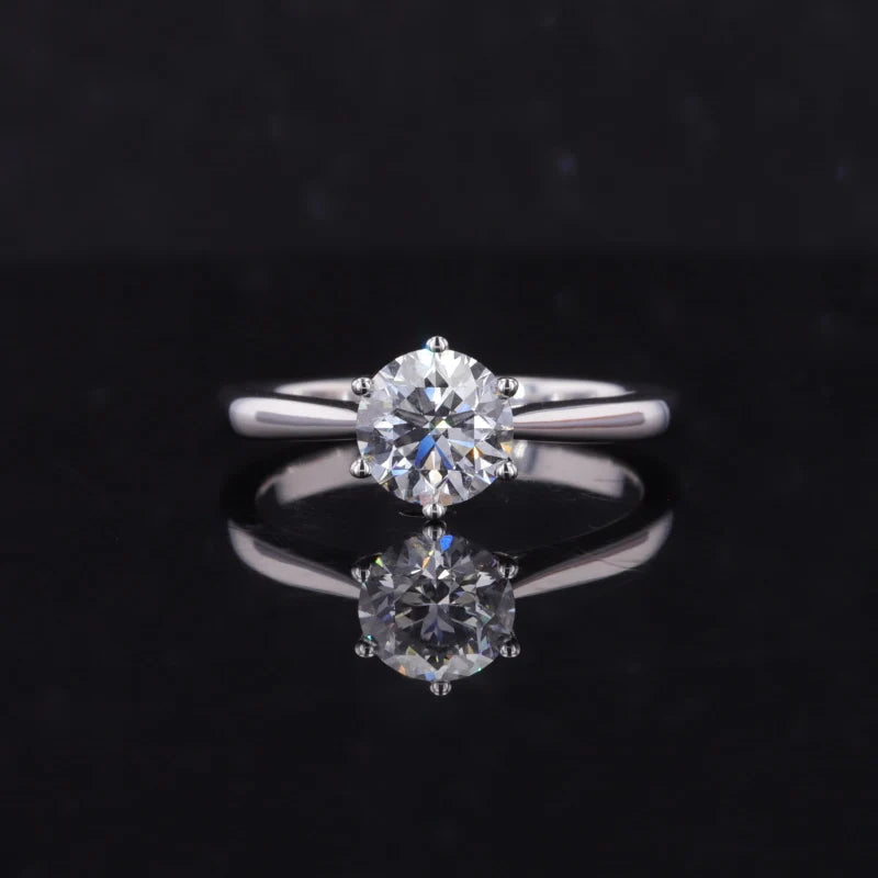 2.00ct Round Moissanite Ring with Classic 6-Prong Solitaire Setting in Yellow/White/Rose Gold