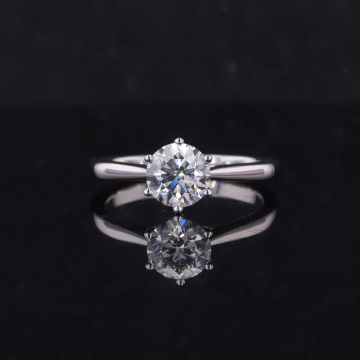 2.00ct Round Moissanite Ring with Classic 6-Prong Solitaire Setting in Yellow/White/Rose Gold