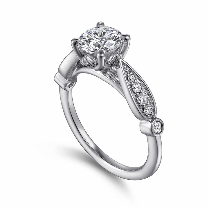 1.00ct Round Lab-Grown Diamond Solitaire Ring with Teardrop Band in White Gold