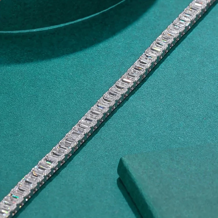 Emerald (Vertical) Diamond 14k Gold Tennis Bracelet/Chain