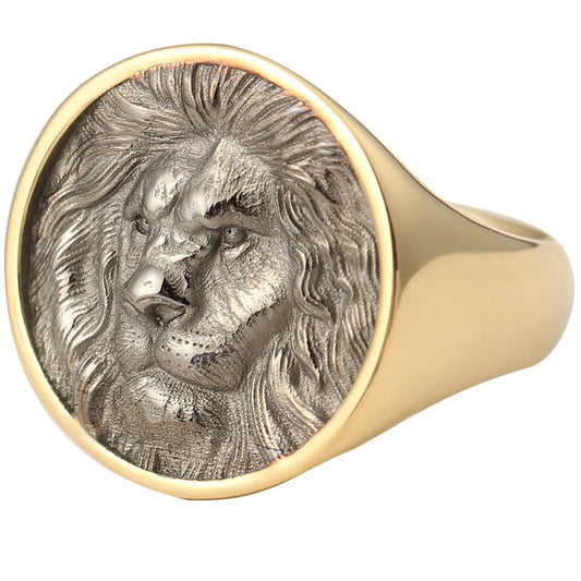 Lion Signet Ring in 14K Yellow Gold