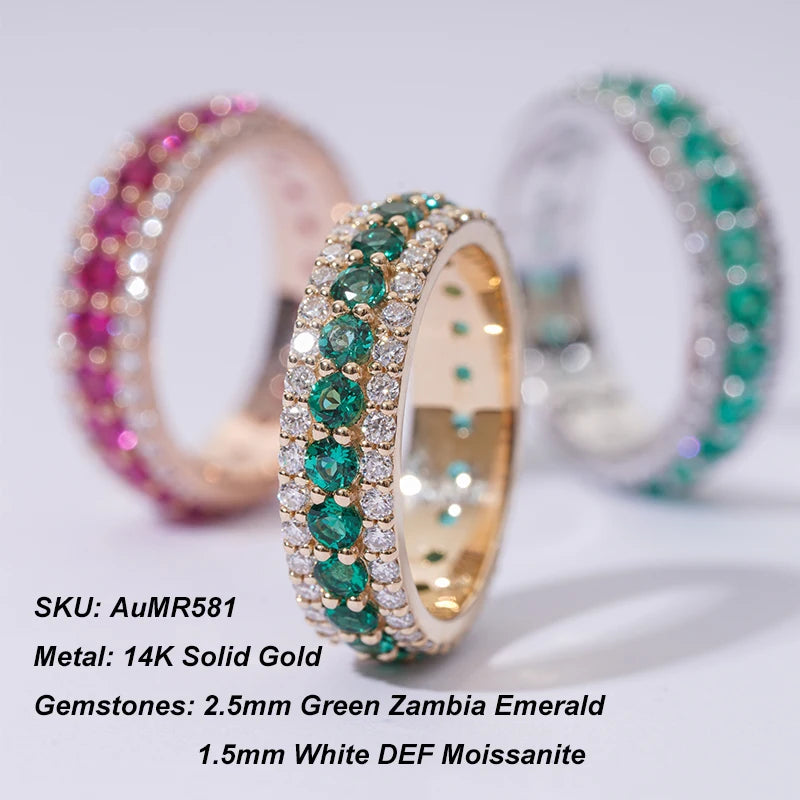 Emerald Eternity Ring Collection in 14K Solid Yellow Gold