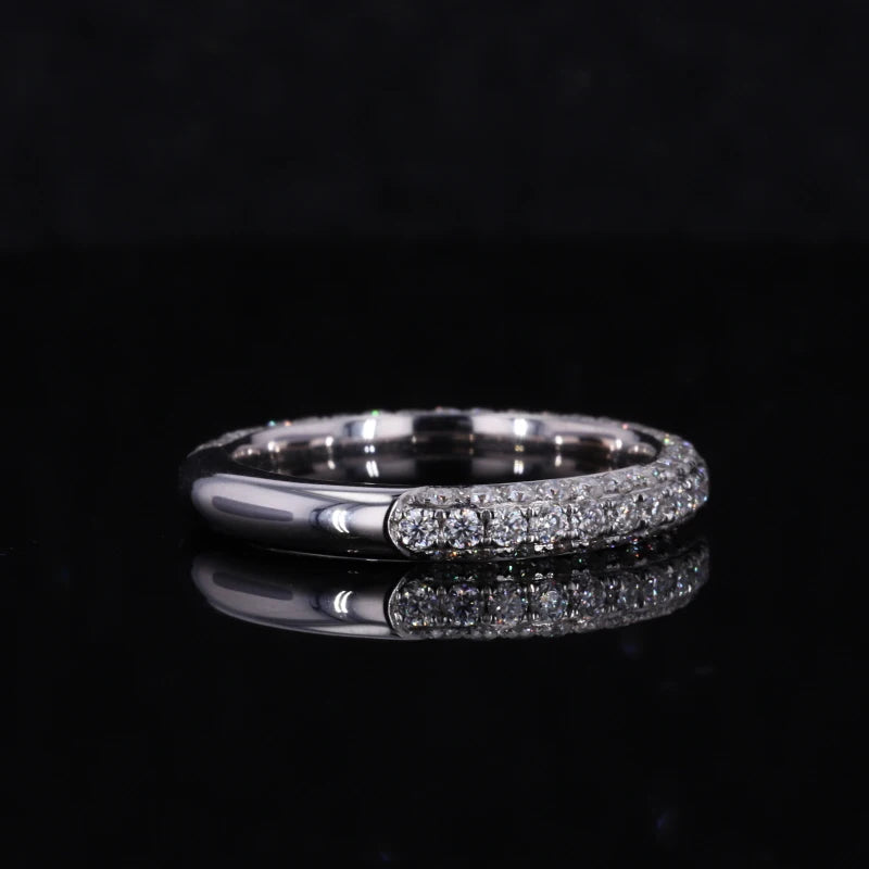 Three Row Diamond Eternity Ring in 18k Solid White Gold