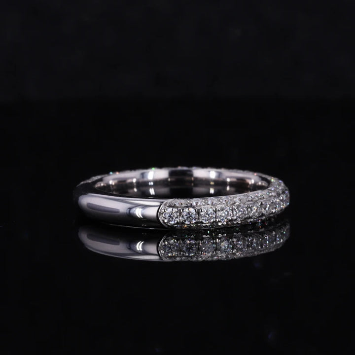 Three Row Diamond Eternity Ring in 18k Solid White Gold