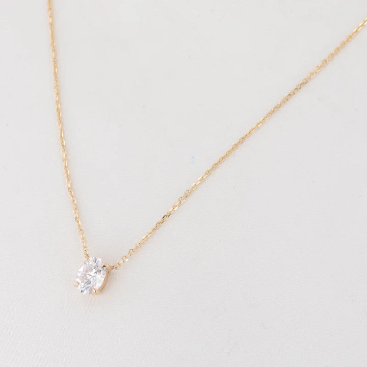 7*9mm, 2ct Oval Cut Moissanite Pendant Necklace in 14K Solid Yellow Gold
