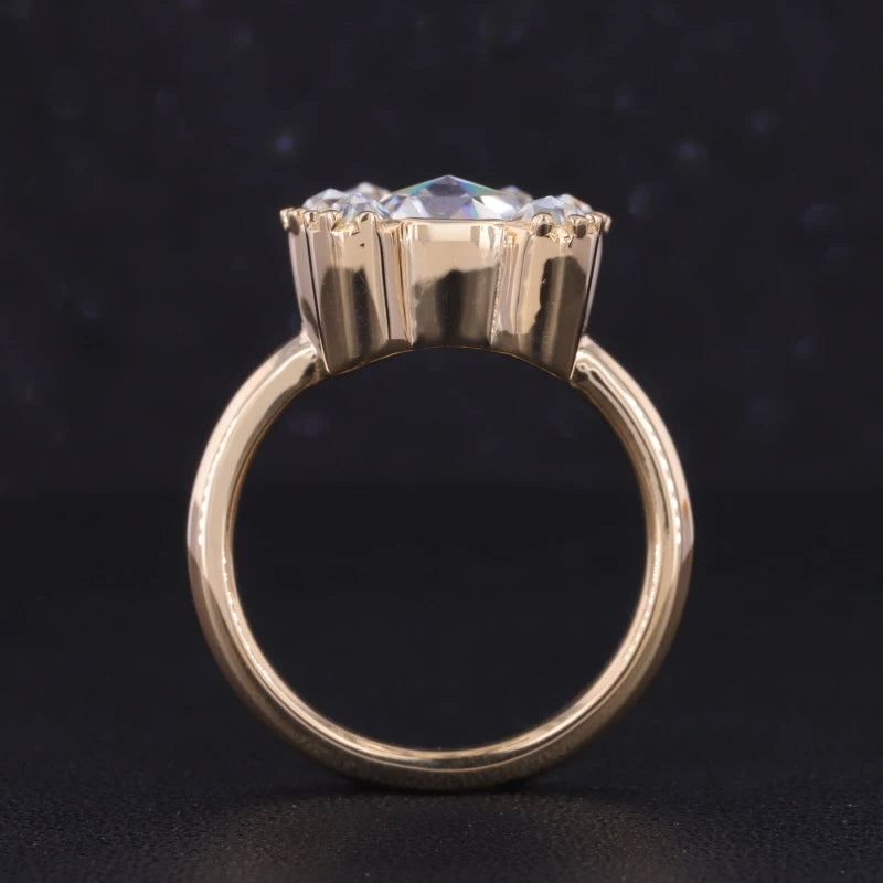 Bear Moissanite Ring in 14K Solid Yellow Gold