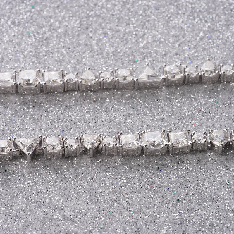 Customized ALL CUTS Moissanite Tennis Chain in 14k White Gold