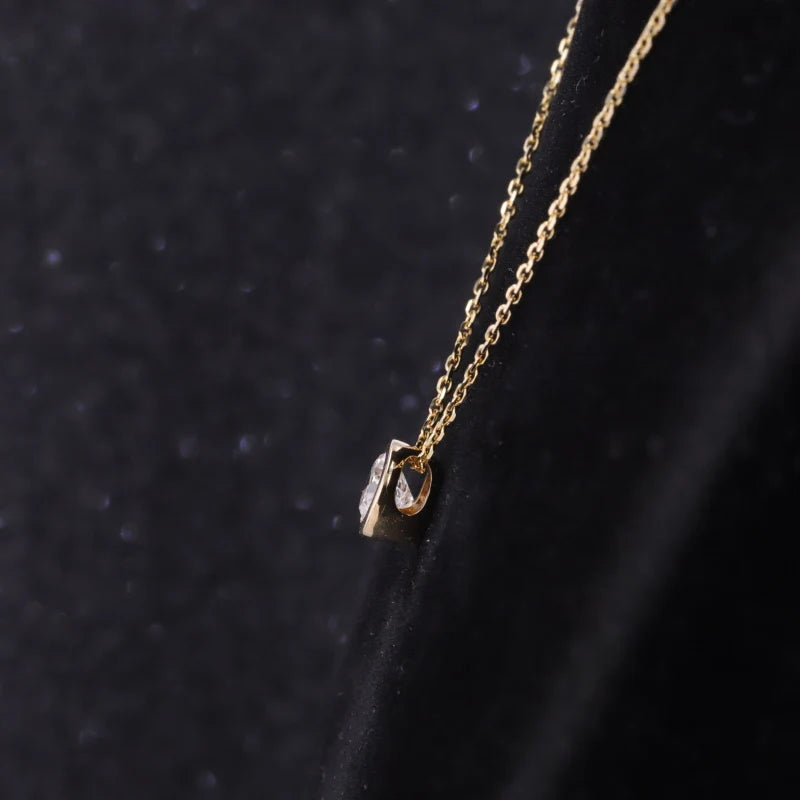 3mm Bezel-Set Diamond Pendant Necklace in 14K Yellow Gold