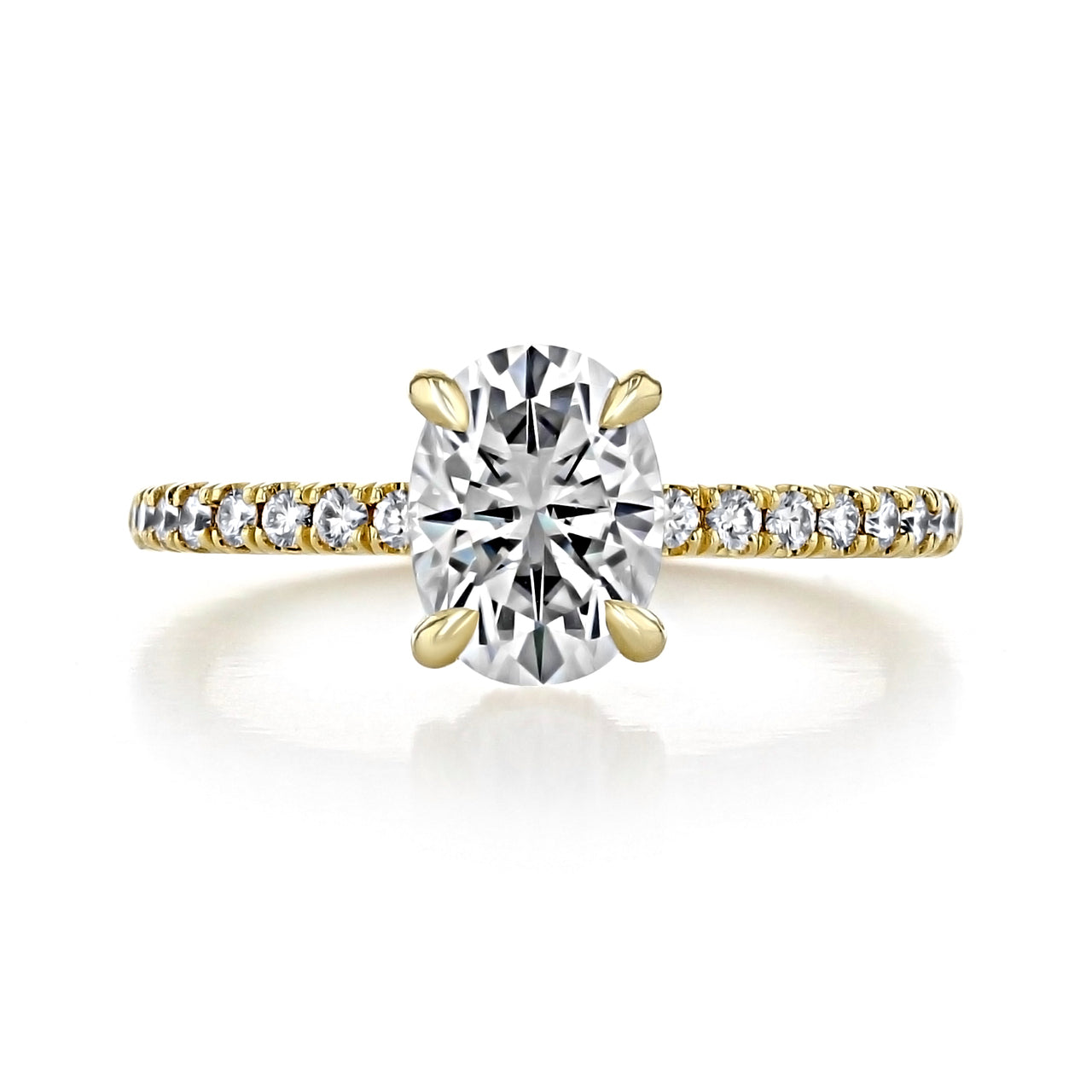 Oval Moissanite Engagement Ring in Yellow Gold-Plated 925 Silver