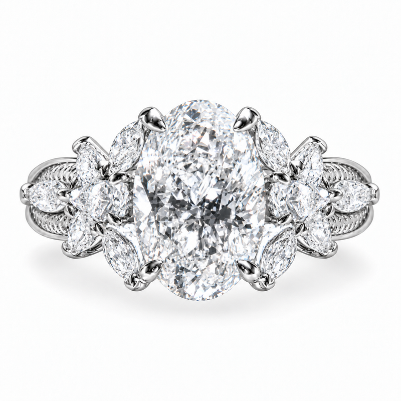 Our Evenstar-inspired build: an oval in platinum, made around the stone you choose