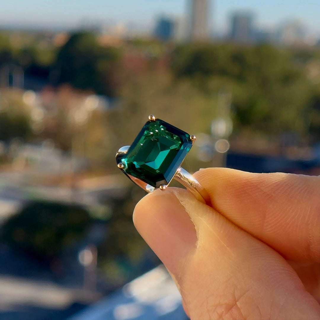 Customized™ 9x11mm, 3.50ct Lab-Grown Zambian Emerald Solitaire Ring in Yellow Gold