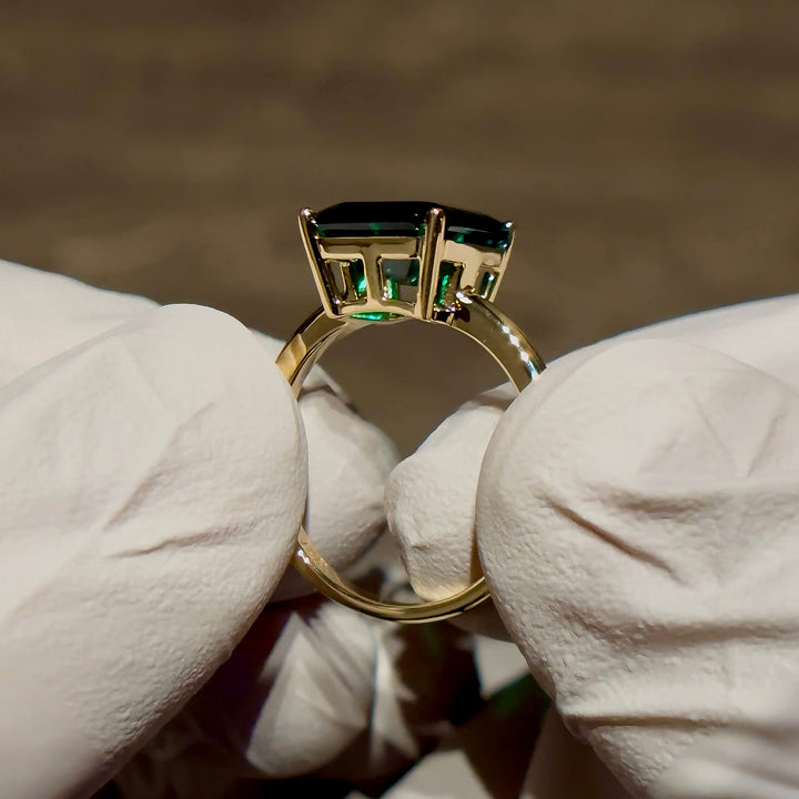 Customized™ 9x11mm, 3.50ct Lab-Grown Zambian Emerald Solitaire Ring in Yellow Gold