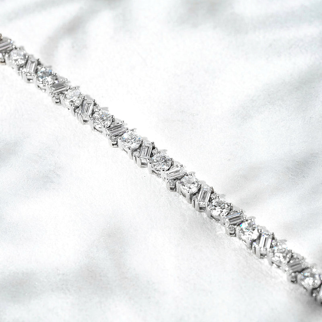 Round & Baguette Lab Diamond Tennis Bracelet, view 5