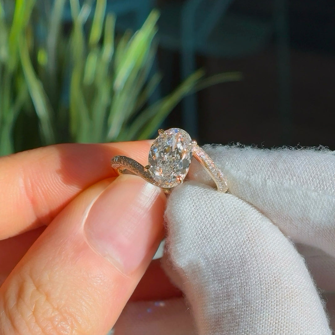 2.50ct Oval Lab-Grown Diamond Solitaire Ring, "The Halo Curve"