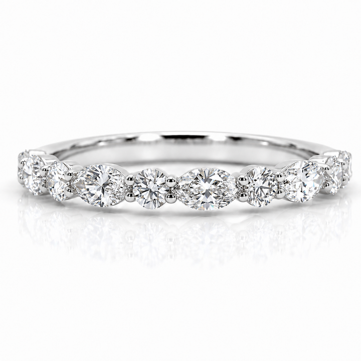 Round & Marquise Diamond Half-Eternity Band (0.535ctw)