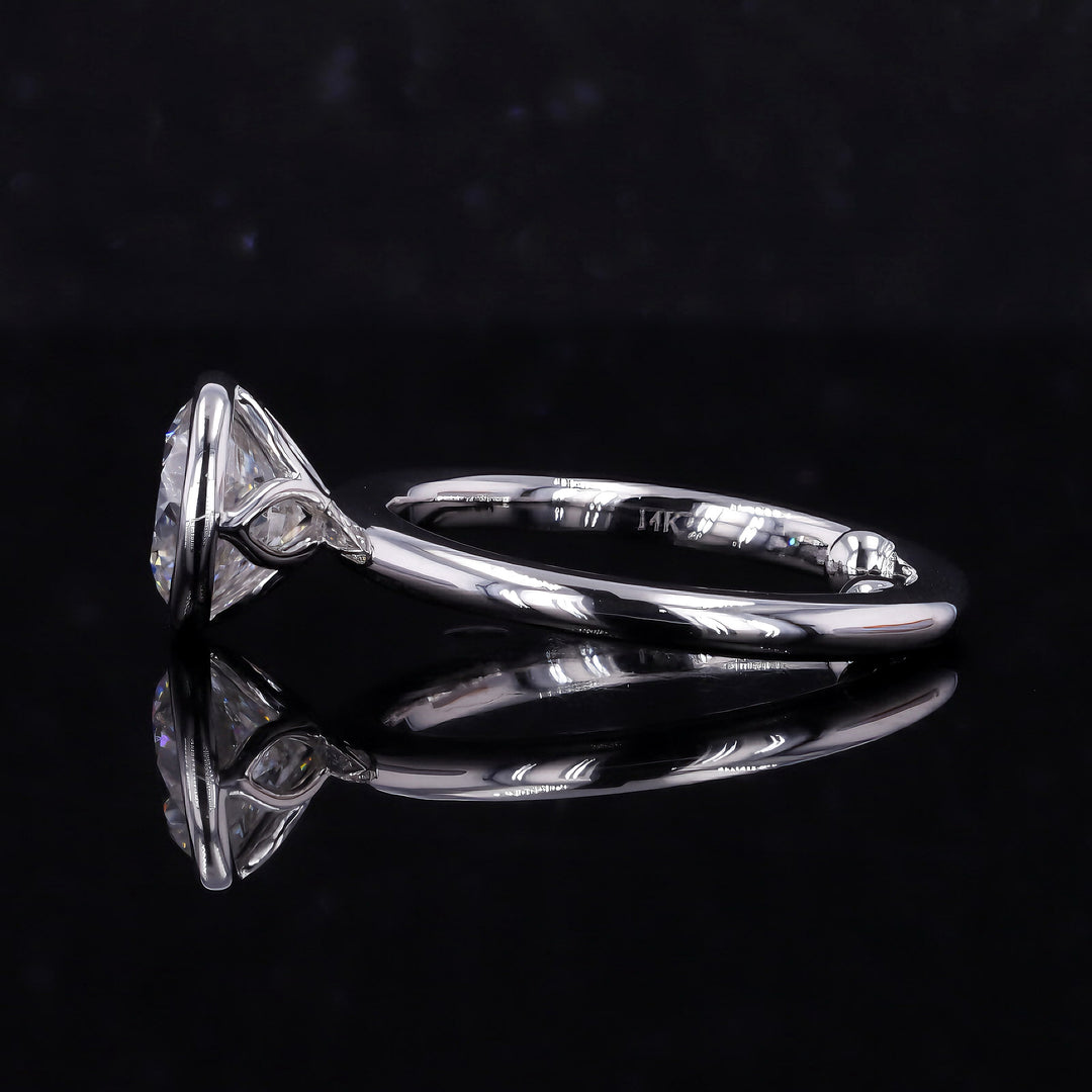 2.00ct Round Lab-Grown Diamond Ring in Lotus Bezel Setting in White Gold
