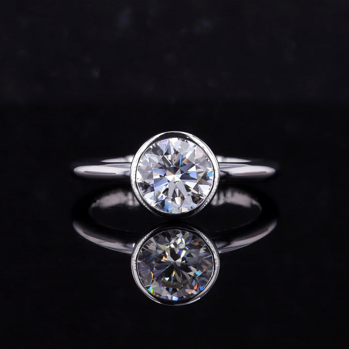 2.00ct Round Lab-Grown Diamond Ring in Lotus Bezel Setting in White Gold