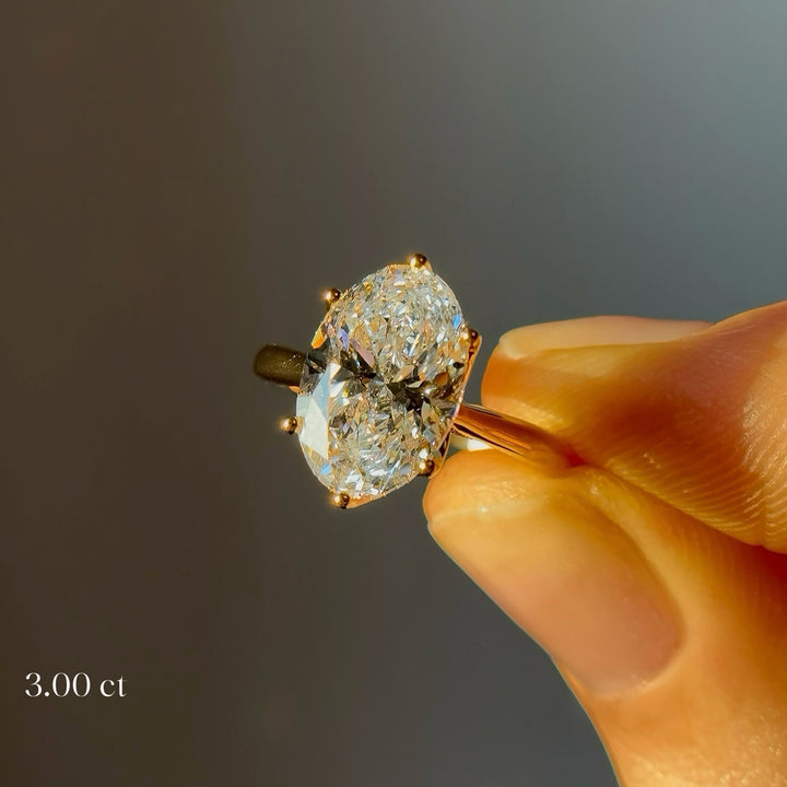 2.00/3.00ct Oval Lab-Grown Diamond Solitaire Ring, "The Lotus Lace"