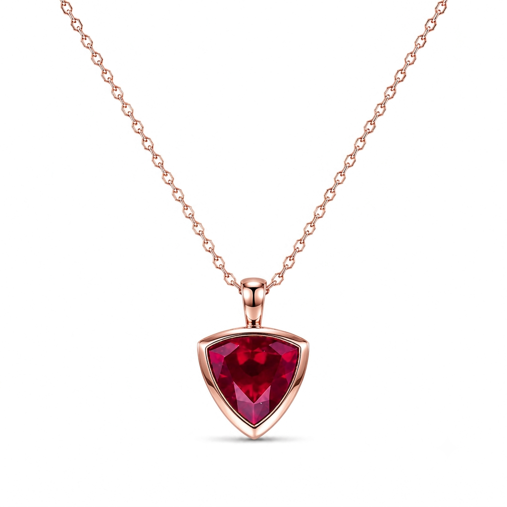 13mm Trillion Cut Ruby Pendant Necklace
