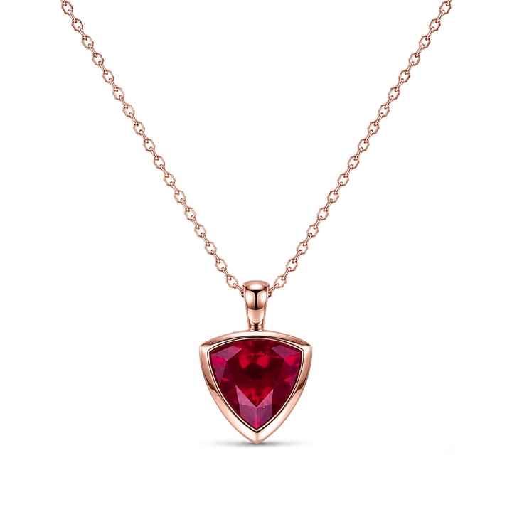 13mm Trillion Cut Ruby Pendant Necklace