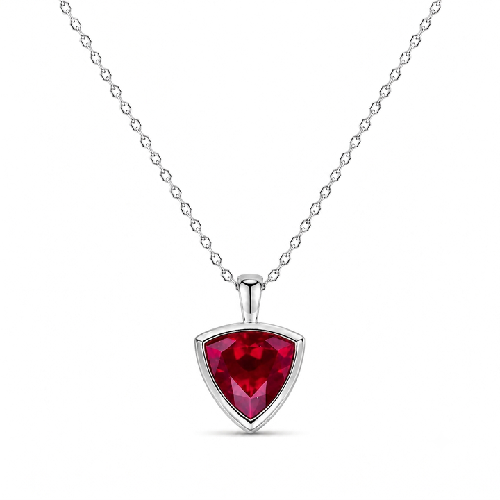 13mm Trillion Cut Ruby Pendant Necklace