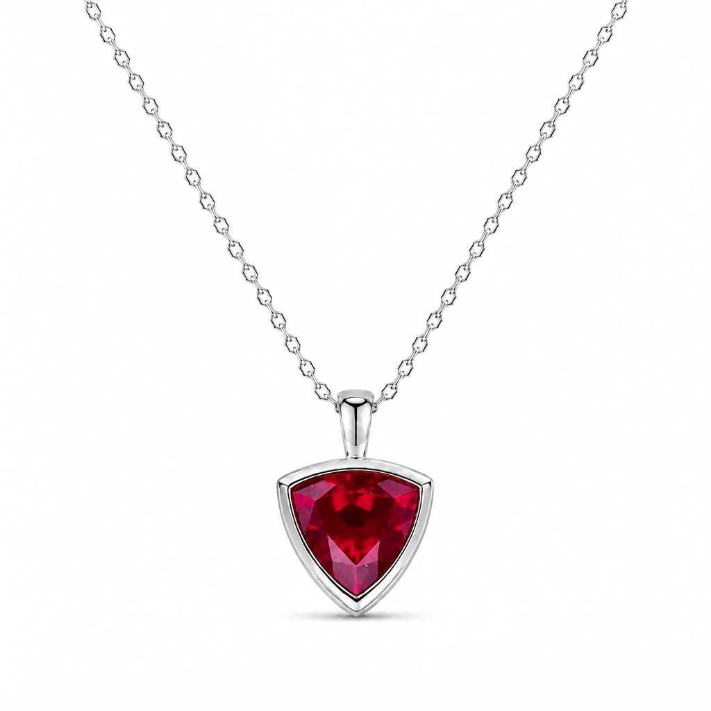 13mm Trillion Cut Ruby Pendant Necklace