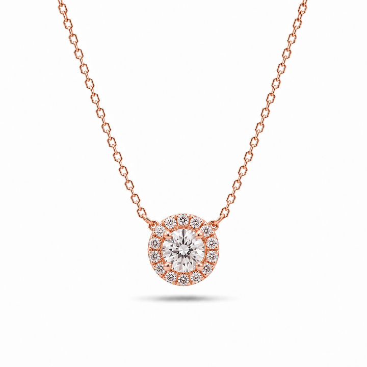 5mm, 0.5ct Round Cut Lab Diamond Pendant Necklace in 18K Solid Yellow Gold
