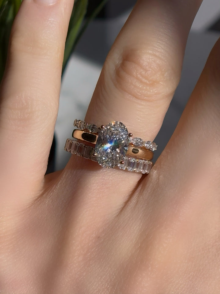 3x5mm, 1.50ctw Emerald Cut Lab-Grown Diamond Half-Eternity Band Ring in Yellow Gold