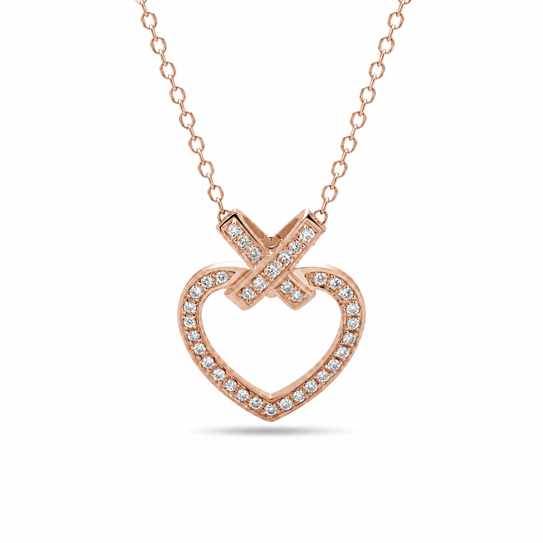0.5ctw Lab Diamond Pavé-Heart Pendant Necklace 8mm