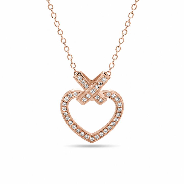 0.5ctw Lab Diamond Pavé-Heart Pendant Necklace 8mm