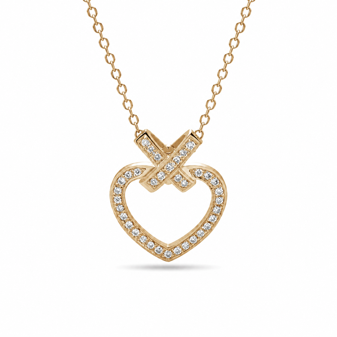 0.5ctw Lab Diamond Pavé-Heart Pendant Necklace 8mm