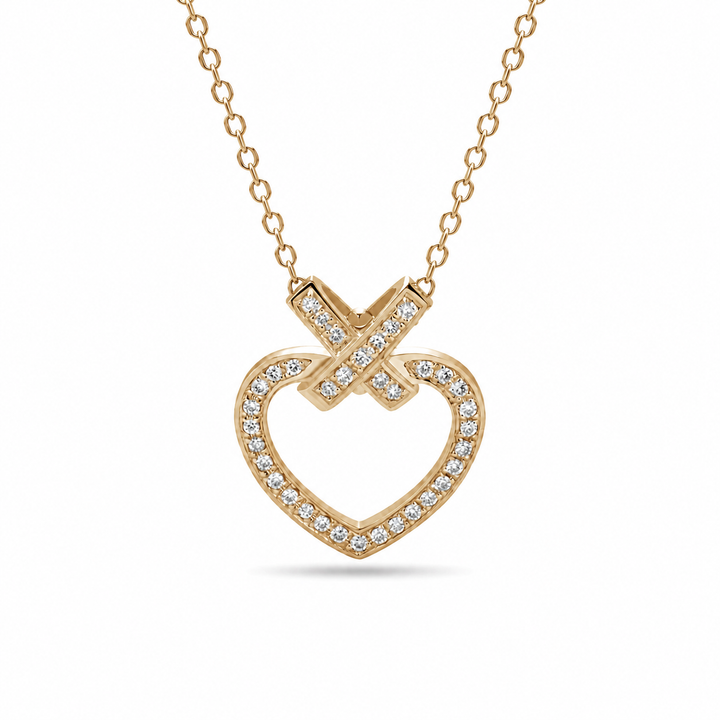 0.5ctw Lab Diamond Pavé-Heart Pendant Necklace 8mm