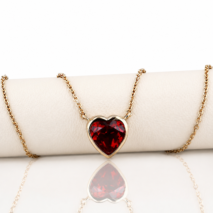 2.50ct Heart Ruby Bezel-Set Pendant Necklace