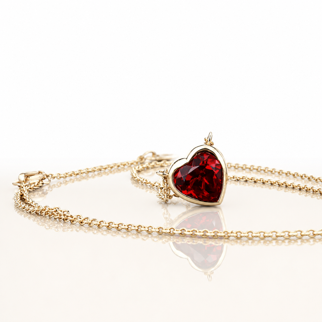 2.50ct Heart Ruby Bezel-Set Pendant Necklace