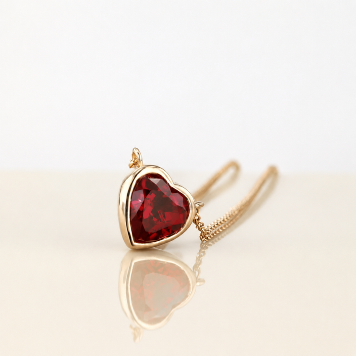 2.50ct Heart Ruby Bezel-Set Pendant Necklace