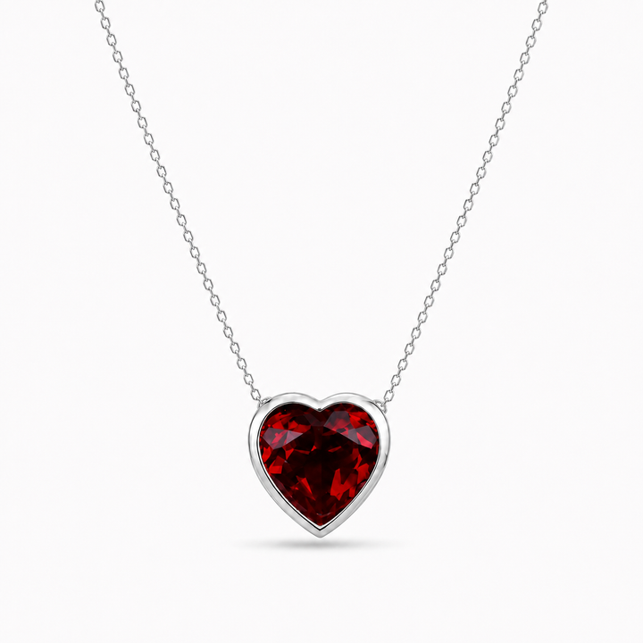 2.50ct Heart Ruby Bezel-Set Pendant Necklace