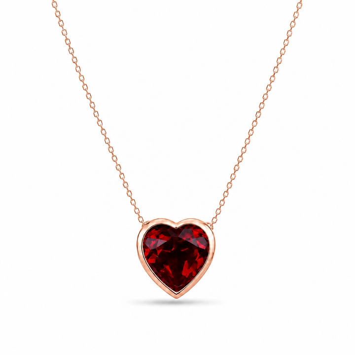 2.50ct Heart Ruby Bezel-Set Pendant Necklace