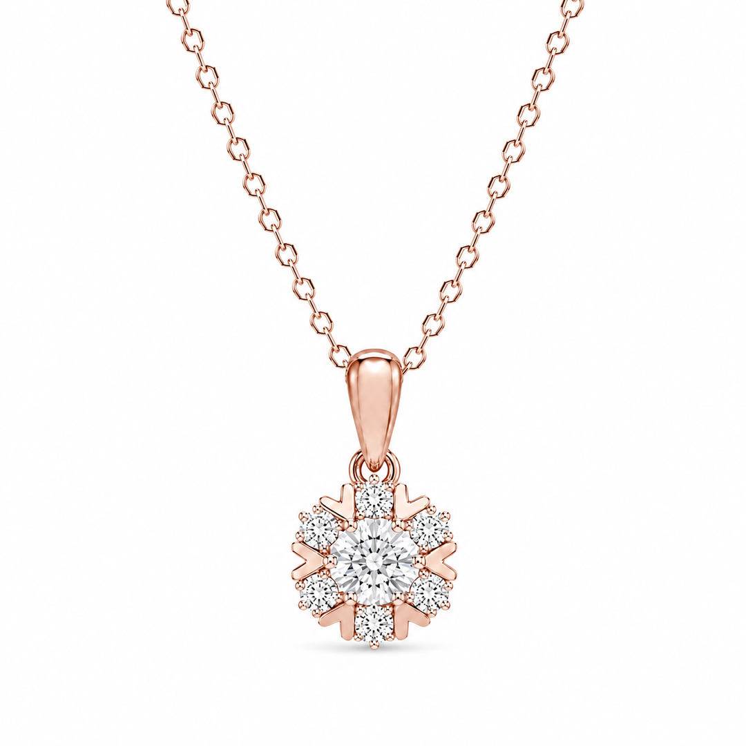 10mm, 0.8ct Round Cut Lab Diamond Snowflake Pendant Necklace