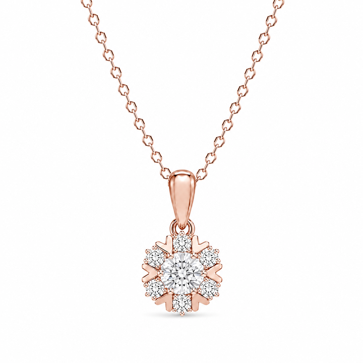 10mm, 0.8ct Round Cut Lab Diamond Snowflake Pendant Necklace