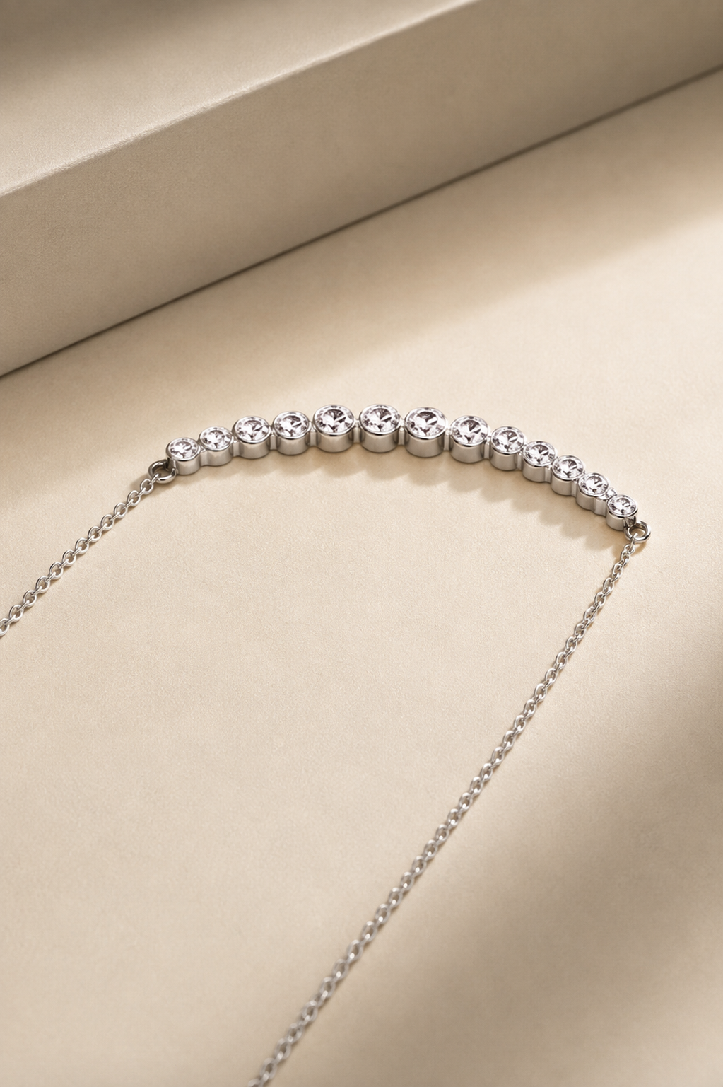 2.2ctw Lab Diamond Graduated Curved Bar Pendant Necklace