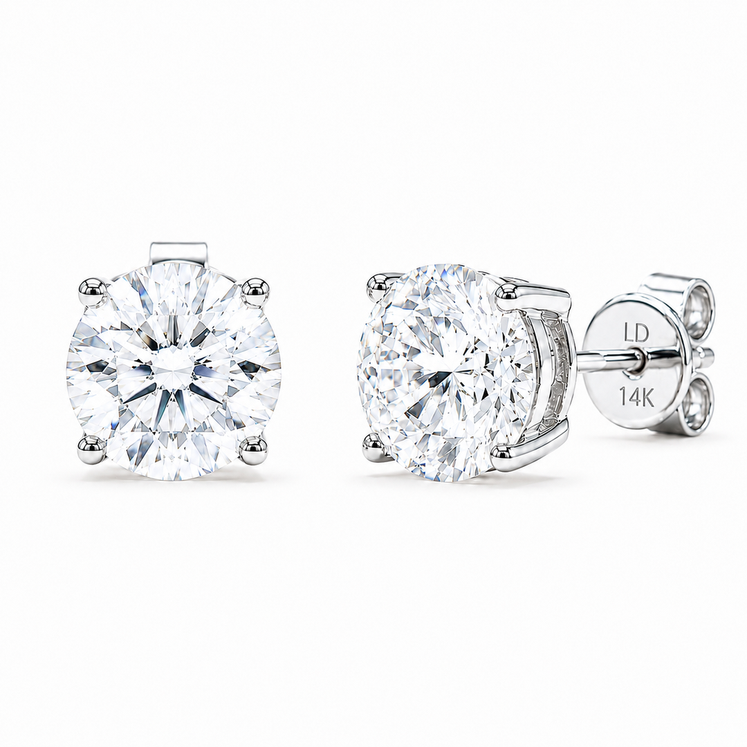 Classic Four-Prong Diamond Earrings in 14K Gold or Platinum