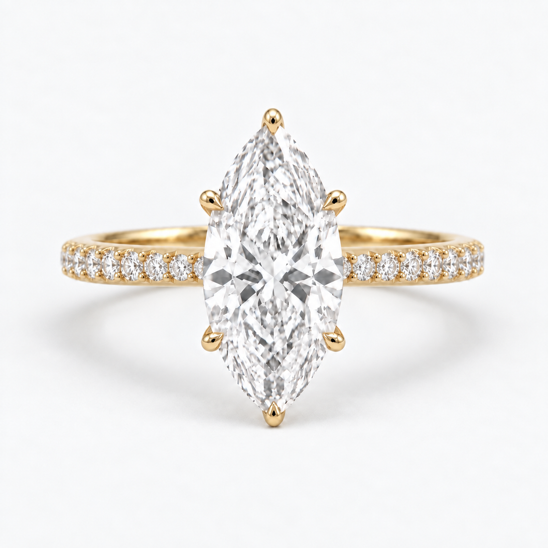 The Aurora Pavé marquise lab diamond engagement ring, view 5